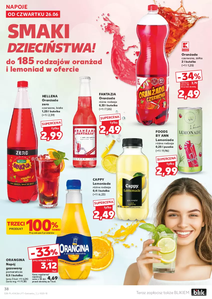 Gazetka promocyjna Kaufland - Gazetka tygodnia - ważna 26.06 do 02.07.2025 - strona 38 - produkty: Cappy, Dzieci, Fa, Fanta, Gin, Hellena, Lemoniada, Napój, Napój gazowany, Napoje, Oranżada, Tera, Tran