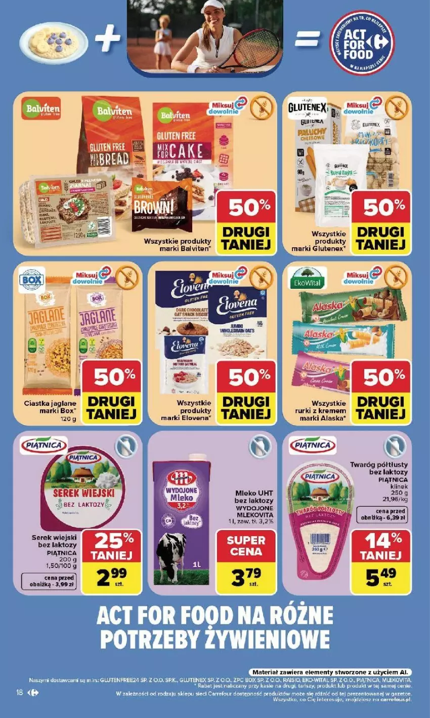 Gazetka promocyjna Carrefour - Gazetka Carrefour, Market w SUMIE najlpeszy, od poniedziałku - ważna 24.08 do 30.08.2026 - strona 20 - produkty: Amica, Ciastka, Mleko, Piątnica, Rurki, Ser, Serek, Serek wiejski, Twaróg, Twaróg półtłusty