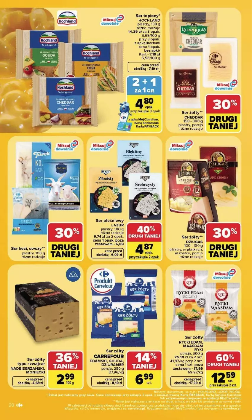 Gazetka promocyjna Carrefour - Gazetka Carrefour, Market w SUMIE najlpeszy, od poniedziałku - ważna 24.08 do 30.08.2026 - strona 22 - produkty: Cheddar, Edam, Fa, Gala, Gouda, Hochland, Lazur, Maasdam, Por, Rycki Edam, Ser, Ser kozi, Ser pleśniowy, Top