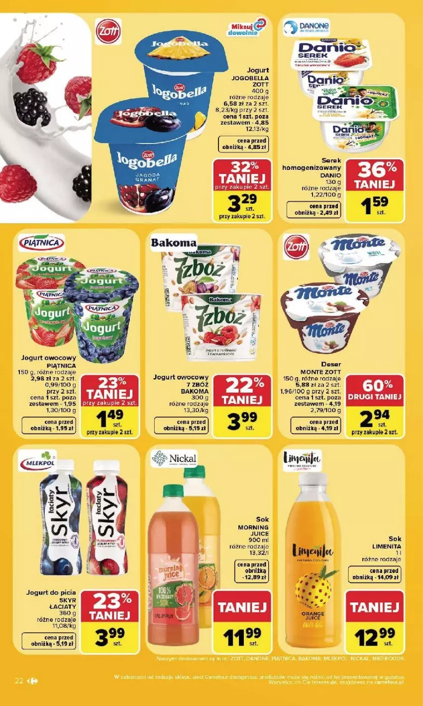 Gazetka promocyjna Carrefour - Gazetka Carrefour, Market w SUMIE najlpeszy, od poniedziałku - ważna 24.08 do 30.08.2026 - strona 24 - produkty: Bakoma, Bell, Bella, Deser, Gra, Jogobella, Jogurt, Jogurt owocowy, Kawa, Monte, Piątnica, Ser, Sok, Zott