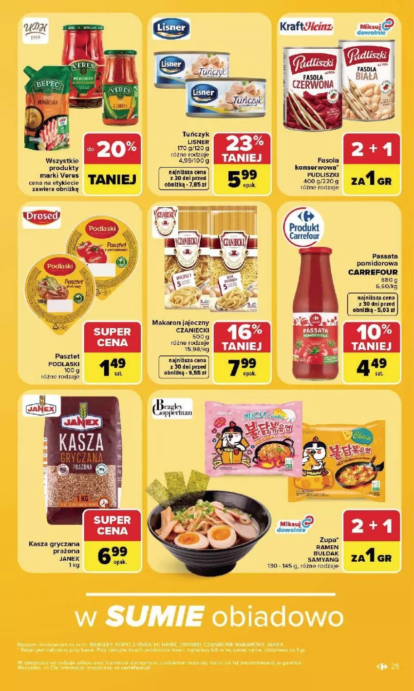 Gazetka promocyjna Carrefour - Gazetka Carrefour, Market w SUMIE najlpeszy, od poniedziałku - ważna 24.08 do 30.08.2026 - strona 27 - produkty: Fa, Gry, HP, Kasza, Kasza gryczana, Lisner, Makaron, Pasztet, Podlaski, Ser, Tuńczyk