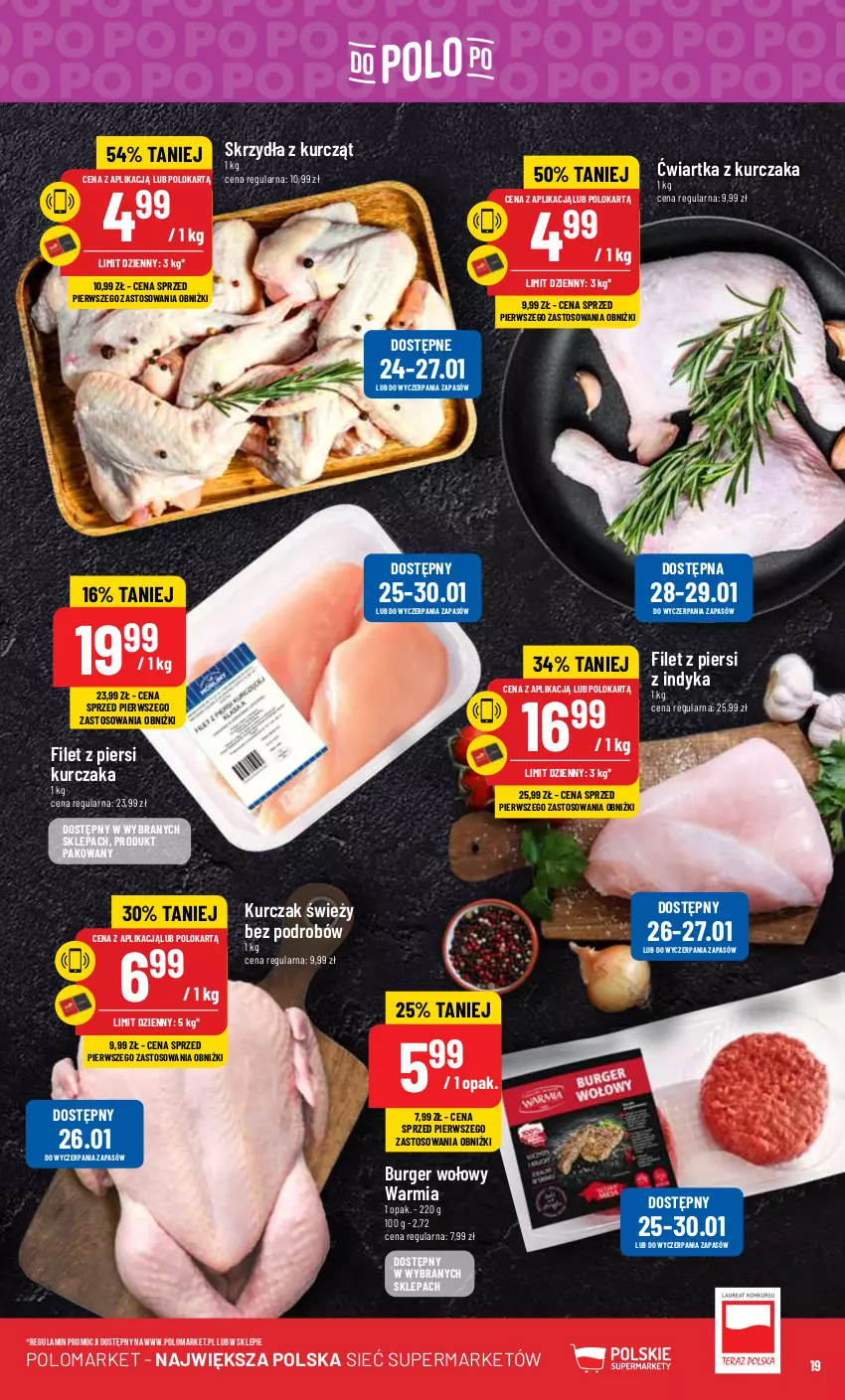 Gazetka promocyjna PoloMarket - Gazetka pomocyjna - ważna 24.01 do 30.01.2024 - strona 19 - produkty: Burger, Filet z piersi kurczaka, Kurczak