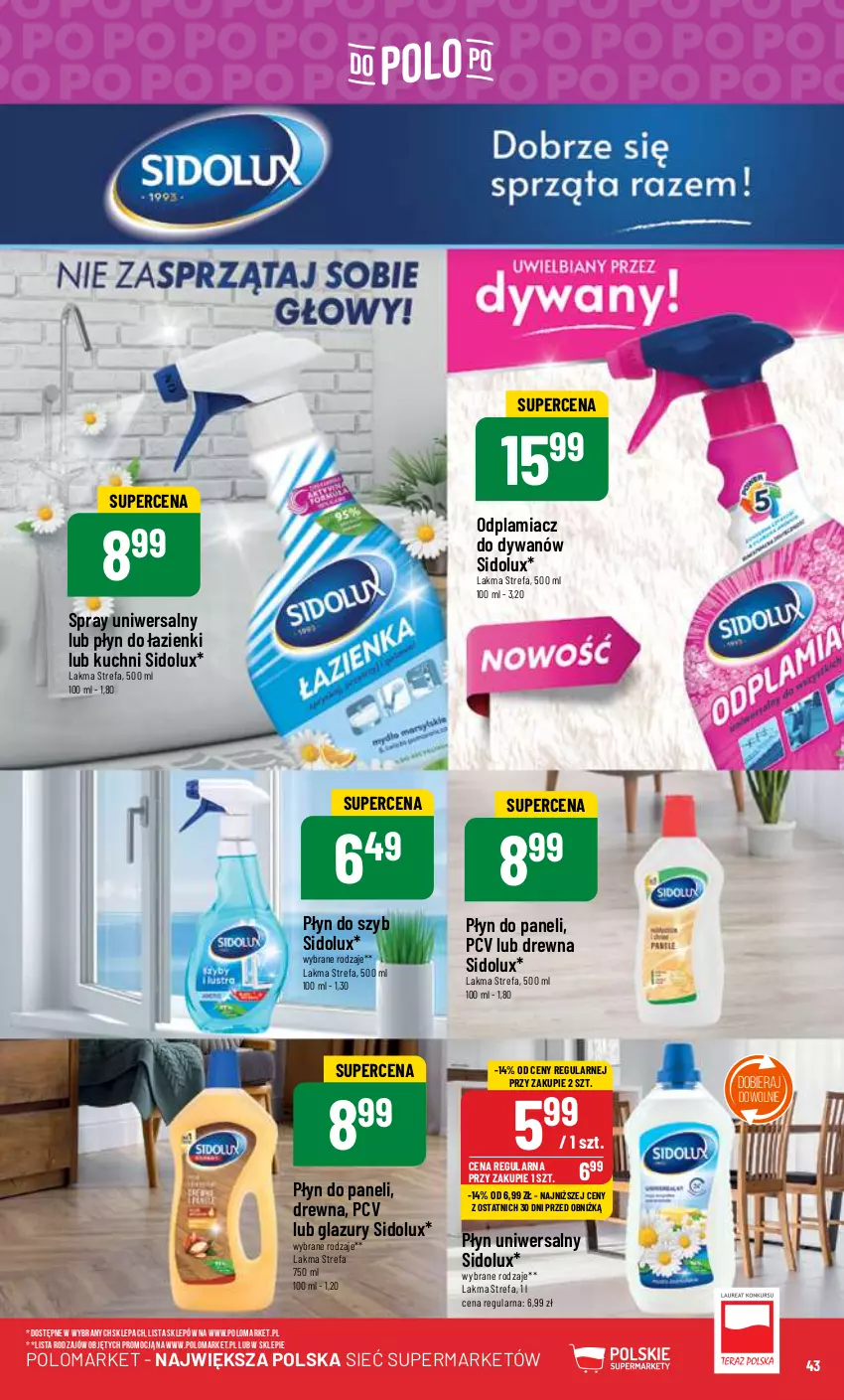 Gazetka promocyjna PoloMarket - Gazetka pomocyjna - ważna 24.01 do 30.01.2024 - strona 43 - produkty: Dywan, Fa, Lazur, Odplamiacz, Płyn do szyb, Sidolux