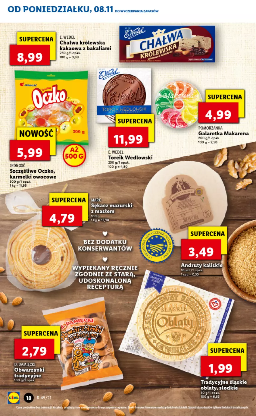 Gazetka promocyjna Lidl - GAZETKA - ważna 08.11 do 10.11.2021 - strona 18 - produkty: Chałwa, E. Wedel, Gala, Galaretka, Kakao, Sękacz, Ser