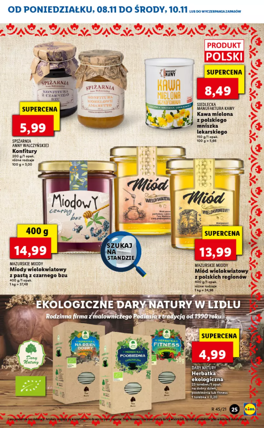 Gazetka promocyjna Lidl - GAZETKA - ważna 08.11 do 10.11.2021 - strona 25 - produkty: Fa, Kawa, Kawa mielona, Miód