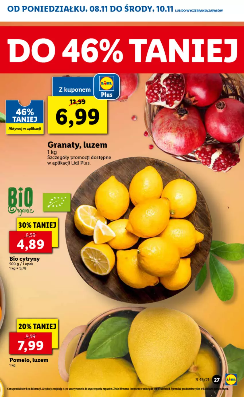 Gazetka promocyjna Lidl - GAZETKA - ważna 08.11 do 10.11.2021 - strona 27 - produkty: Cytryny, Fa, Gra, Granat, Pomelo