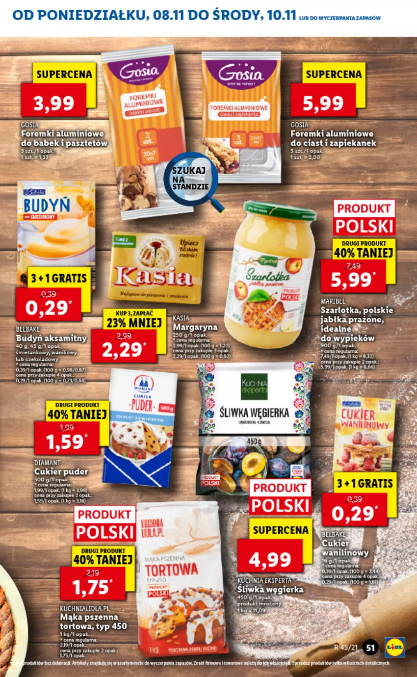 Gazetka promocyjna Lidl - GAZETKA - ważna 08.11 do 10.11.2021 - strona 51 - produkty: Aksam, Budyń, Cukier, Cukier puder, Diamant, Foremki, Gra, Mąka, Margaryna, Puder