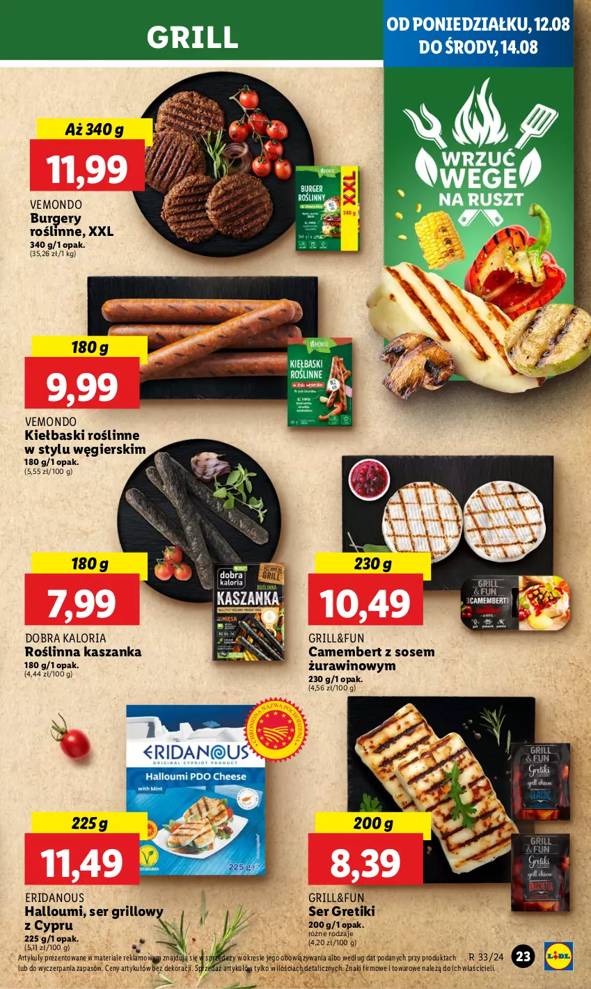 Gazetka promocyjna Lidl - GAZETKA - ważna 12.08 do 14.08.2024 - strona 29 - produkty: Burger, Camembert, Grill, Kasza, Kaszanka, Ser, Sos, Wino