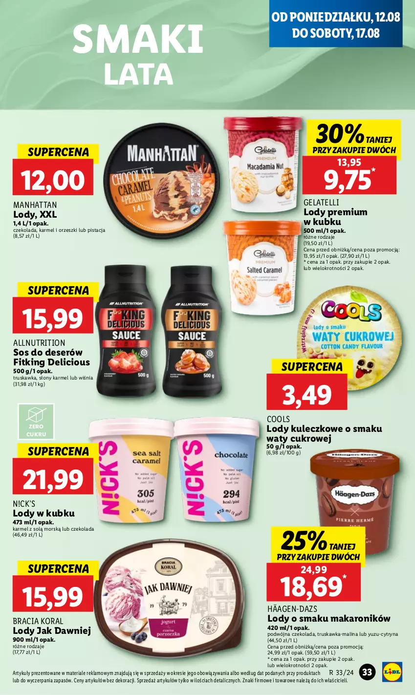 Gazetka promocyjna Lidl - GAZETKA - ważna 12.08 do 14.08.2024 - strona 39 - produkty: Czekolada, Deser, Lody, Makaron, Orzeszki, Ser, Sos