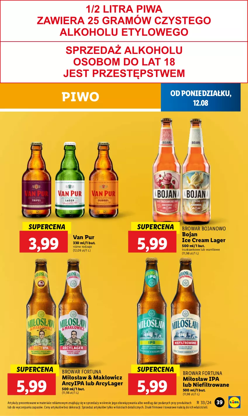 Gazetka promocyjna Lidl - GAZETKA - ważna 12.08 do 14.08.2024 - strona 45 - produkty: Fortuna, Piwo, Pur