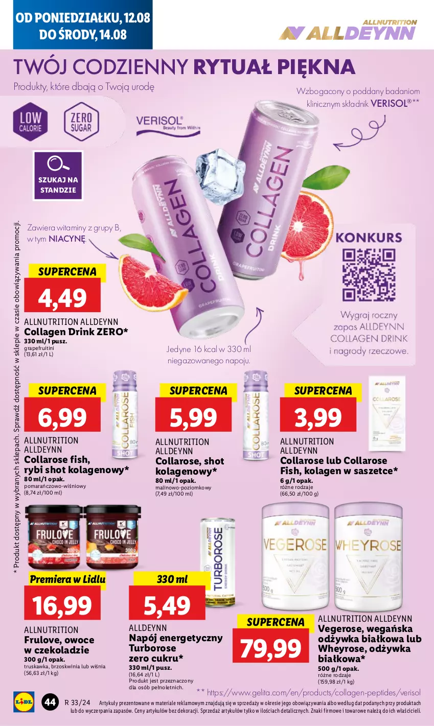 Gazetka promocyjna Lidl - GAZETKA - ważna 12.08 do 14.08.2024 - strona 52 - produkty: Danio, Gra, Kolagen, Napój, Napój energetyczny, Odżywka, Owoce