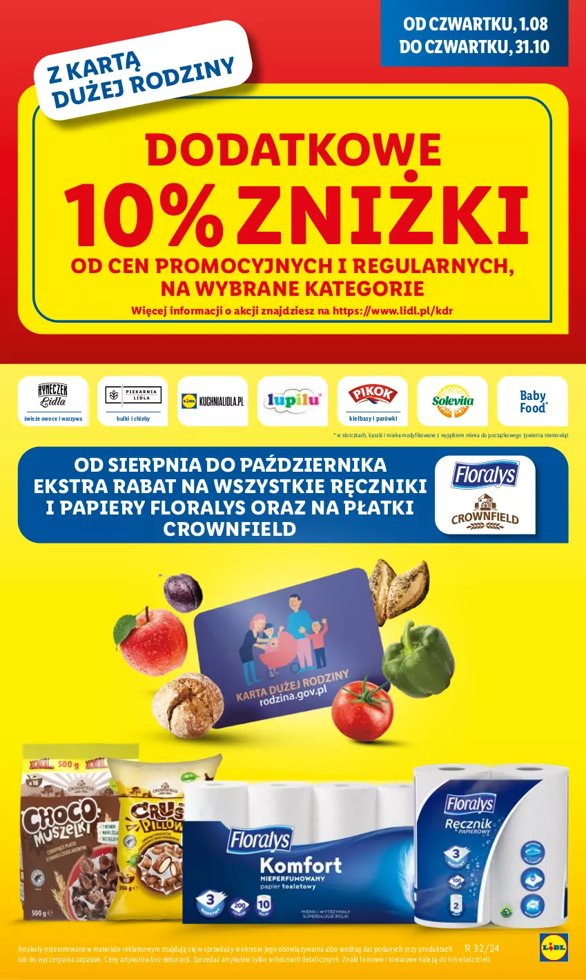 Gazetka promocyjna Lidl - GAZETKA - ważna 12.08 do 14.08.2024 - strona 63 - produkty: Chleb, Flora, Owoce, Papier, Parówki, Ręcznik, Warzywa