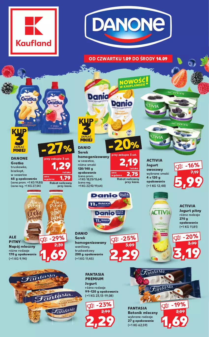 Gazetka promocyjna Kaufland - Katalog MARKI WŁASNE - ważna 01.09 do 14.09.2022 - strona 1 - produkty: Activia, Baton, Danio, Danone, Fa, Fanta, Gra, Jogurt, Jogurt owocowy, Jogurt pitny, Napój, Napój mleczny, Ser, Serek, Serek homogenizowany, Tonik