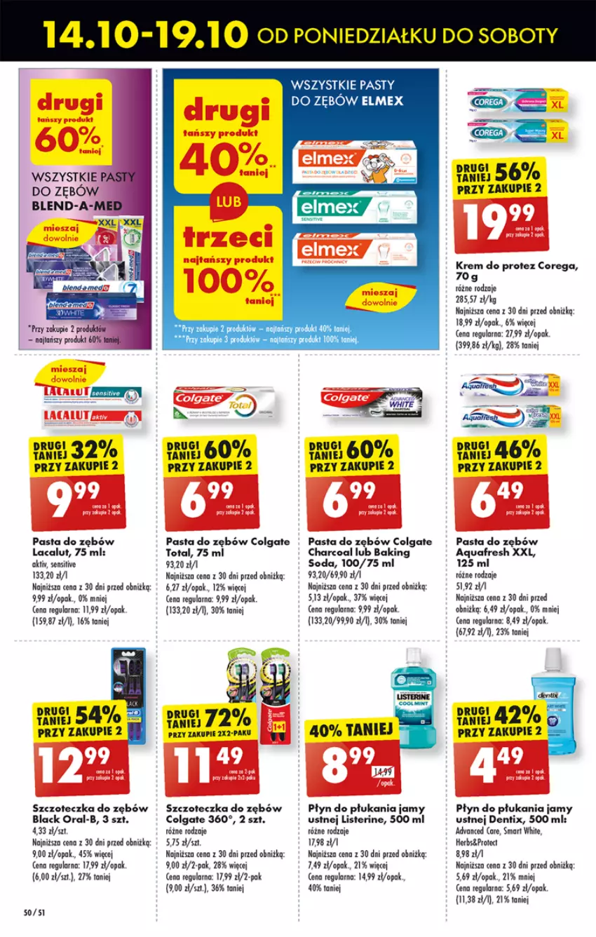 Gazetka promocyjna Biedronka - Od Poniedziałku - ważna 14.10 do 19.10.2024 - strona 62 - produkty: Advanced Care, Aquafresh, Blend-a-Med, Colgate, Corega, Elmex, Fa, Lacalut, Lack, LG, Listerine, Pasta do zębów, Płyn do płukania, Płyn do płukania jamy ustnej, Pur, Szczoteczka, Szczoteczka do zębów