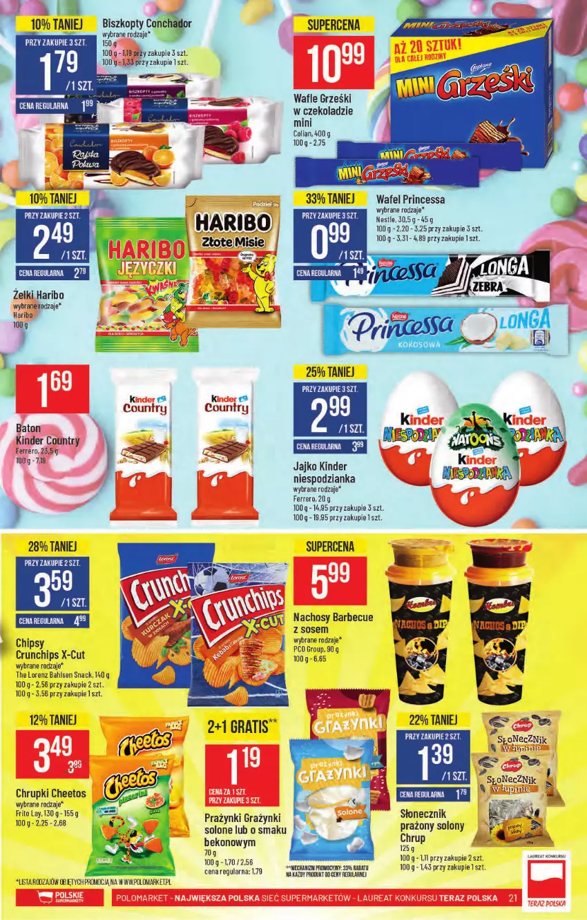 Gazetka promocyjna PoloMarket - Gazetka pomocyjna - ważna 06.10 do 12.10.2021 - strona 21 - produkty: Baton, Beko, Biszkopty, Cheetos, Chrupki, Ferrero, Gra, Haribo, Kinder, Kiwi, Kokos, Lorenz, Sos