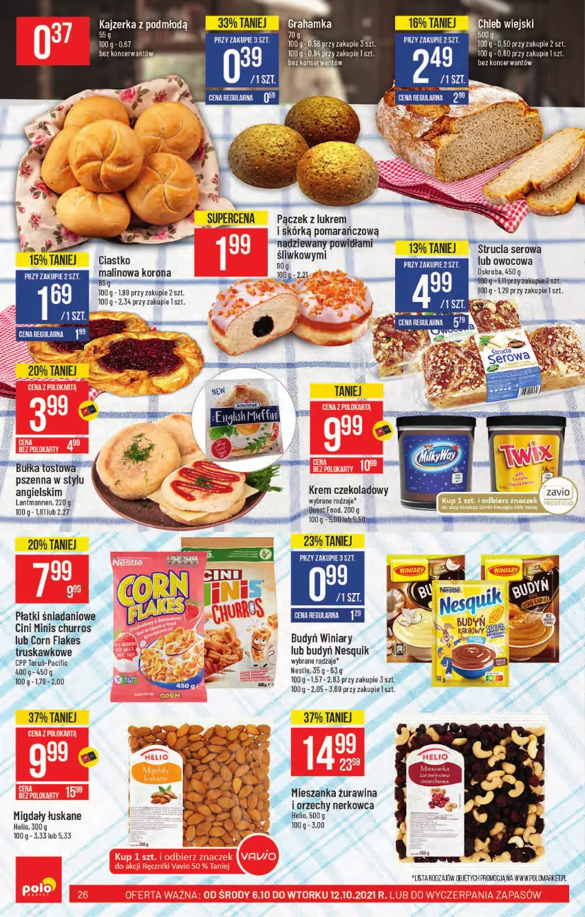 Gazetka promocyjna PoloMarket - Gazetka pomocyjna - ważna 06.10 do 12.10.2021 - strona 26 - produkty: Budyń, Cif, Cini Minis, Danio, Helio, Migdały, Migdały łuskane, Nesquik, Pączek, Ser, Strucla, Winiary