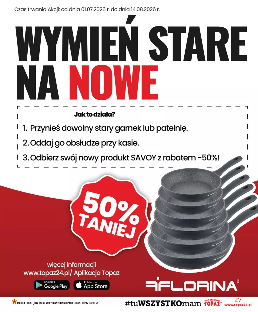 Gazetka promocyjna Topaz - Gazetka - ważna 30.07 do 05.08.2026 - strona 27 - produkty: Garnek, Top