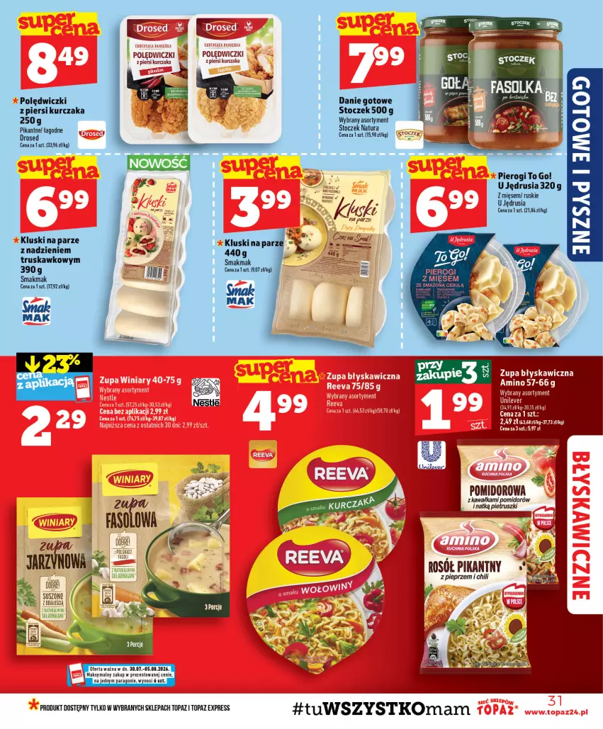 Gazetka promocyjna Topaz - Gazetka - ważna 30.07 do 05.08.2026 - strona 31 - produkty: Danie gotowe, Kawa, Kluski na parze, Kurczak, Pieprz, Pierogi, Rosół, Top, Winiary, Zupa