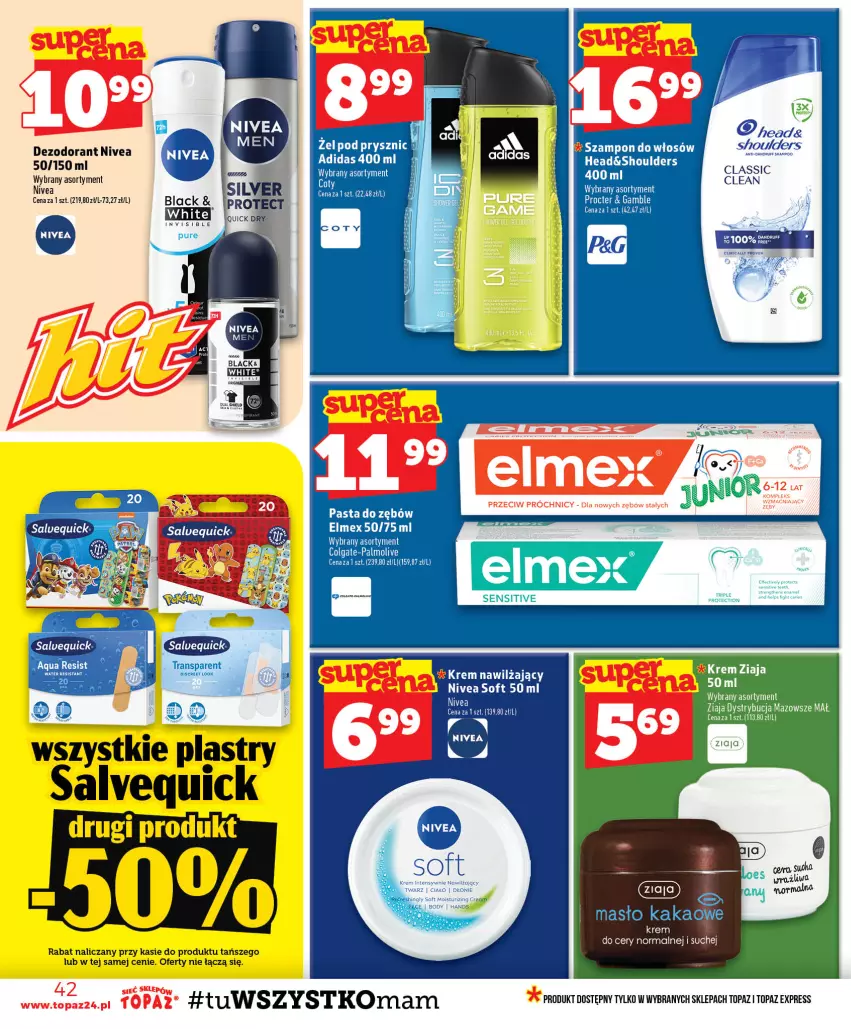 Gazetka promocyjna Topaz - Gazetka - ważna 30.07 do 05.08.2026 - strona 42 - produkty: Apteka, Dezodorant, Kakao, Lack, Masło, Nivea, Top, Ziaja