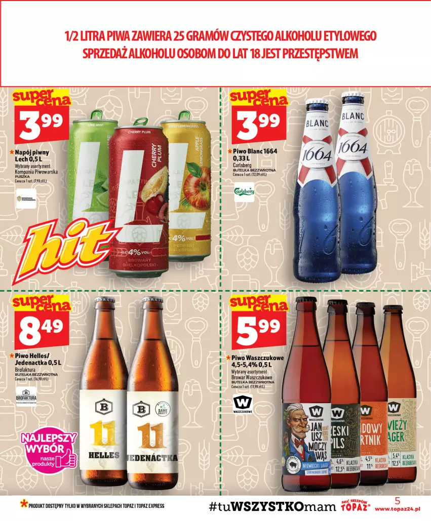 Gazetka promocyjna Topaz - Gazetka - ważna 30.07 do 05.08.2026 - strona 5 - produkty: Carlsberg, Fa, Napój, Piwo, Top