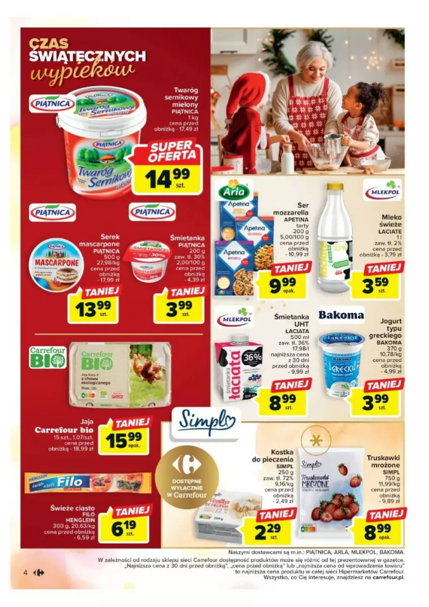 Gazetka promocyjna Carrefour - ważna 21.11 do 09.12.2023 - strona 13 - produkty: Bakoma, Jaja, Jogurt, Mascarpone, Mozzarella, Piątnica, Piec, Ser, Serek, Truskawki, Twaróg