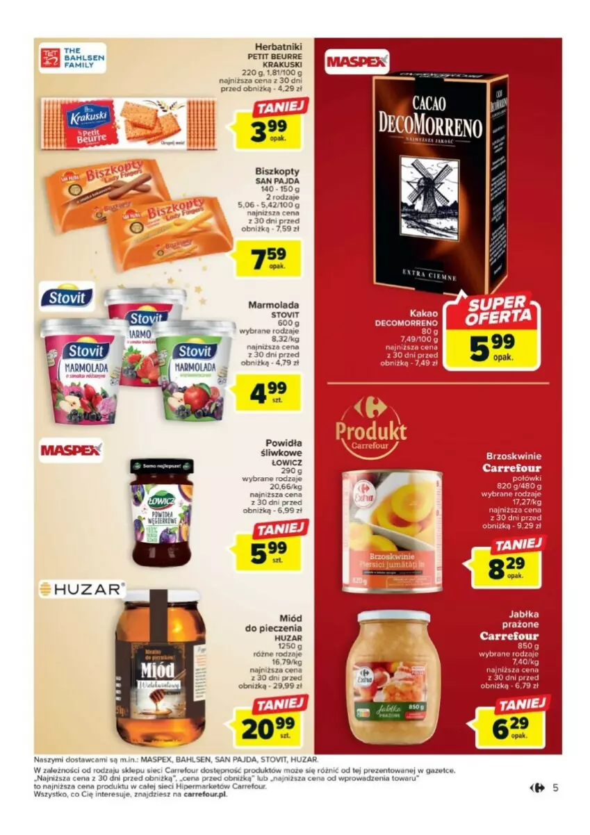 Gazetka promocyjna Carrefour - ważna 21.11 do 09.12.2023 - strona 14 - produkty: Biszkopty, Fa, Herbatniki, Herbatniki Petit Beurre, Jabłka, Krakus, Krakuski, Marmolada, Miód, Mola, Piec