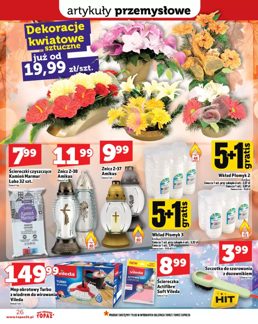 Gazetka promocyjna Topaz - Gazetka - ważna 18.09 do 24.09.2025 - strona 26 - produkty: Mop, Szczotka, Szczotka do szorowania, Top, Vileda, Znicz
