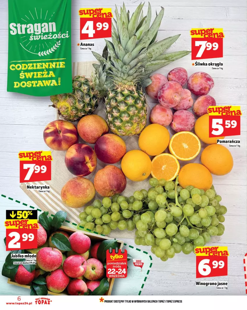 Gazetka promocyjna Topaz - Gazetka - ważna 18.09 do 24.09.2025 - strona 6 - produkty: Ananas, Nektar, Nektarynka, Top, Wino