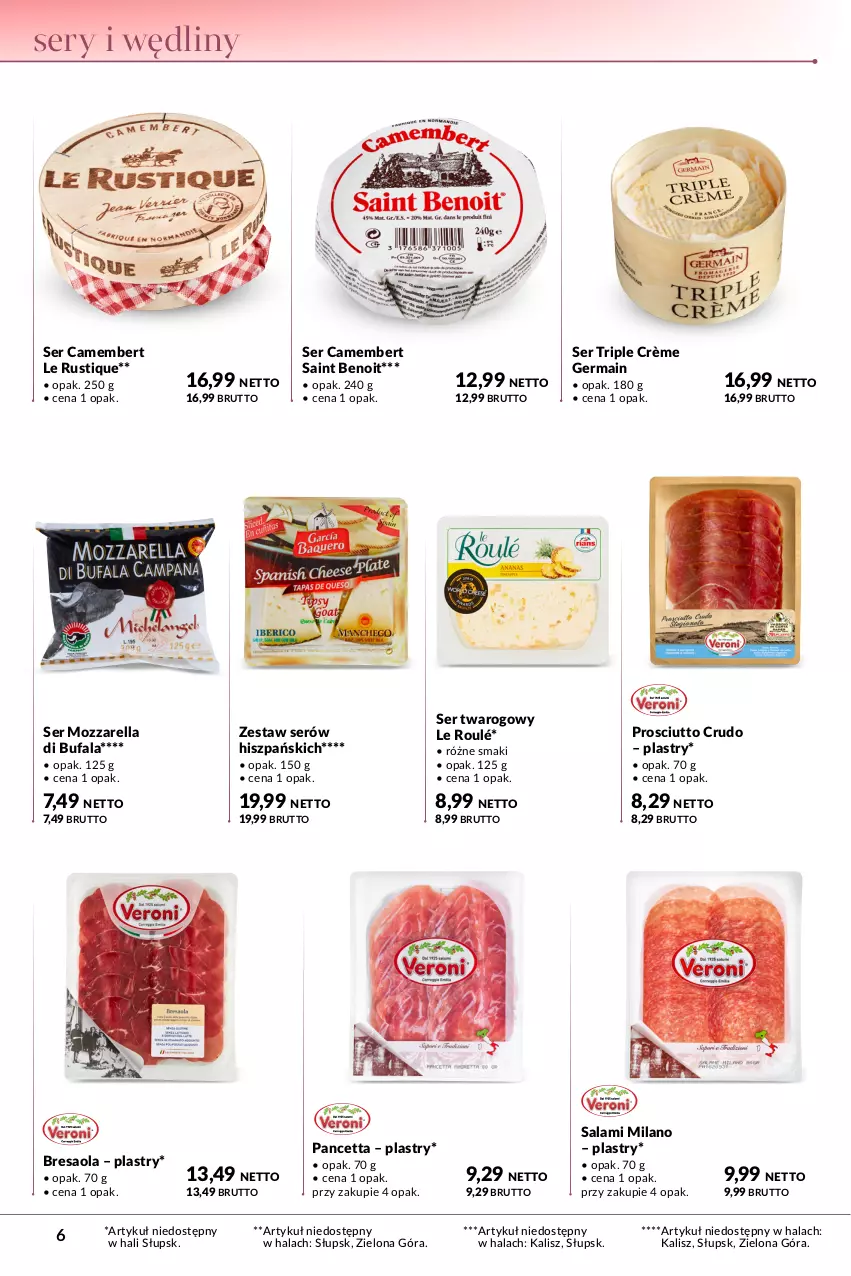 Gazetka promocyjna Makro - Katalog Wina, sery, antipasti - ważna 05.09 do 18.09.2023 - strona 6 - produkty: Bresaola, Camembert, Fa, Mozzarella, Prosciutto, Rust, Salami, Ser, Ser twarogowy