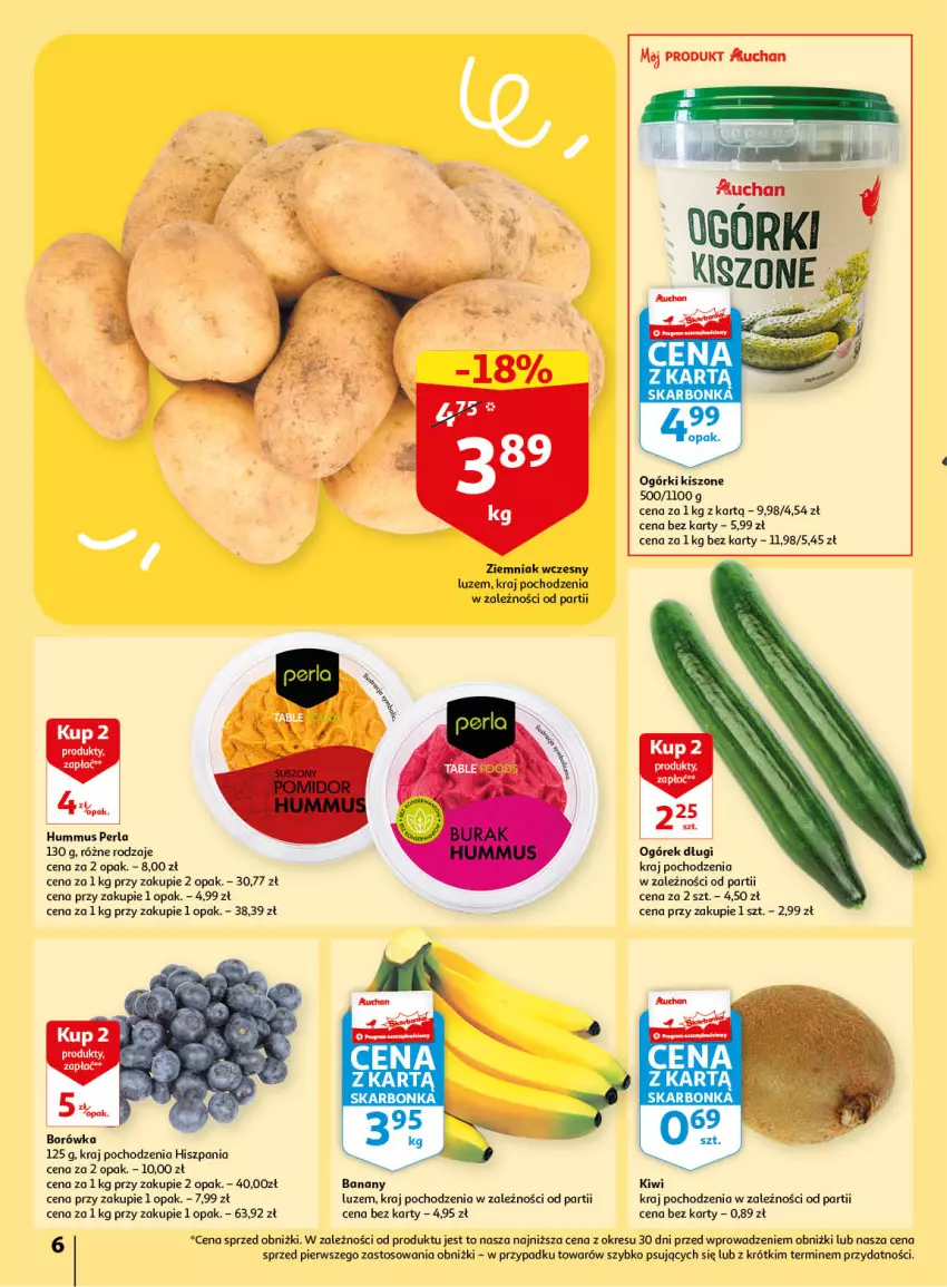 Gazetka promocyjna Auchan - Gazetka Wiosenne korzyści Hipermarket Auchan - ważna 20.04 do 26.04.2023 - strona 6 - produkty: Banany, Hummus, Kiwi, Mus, O nas, Ogórek