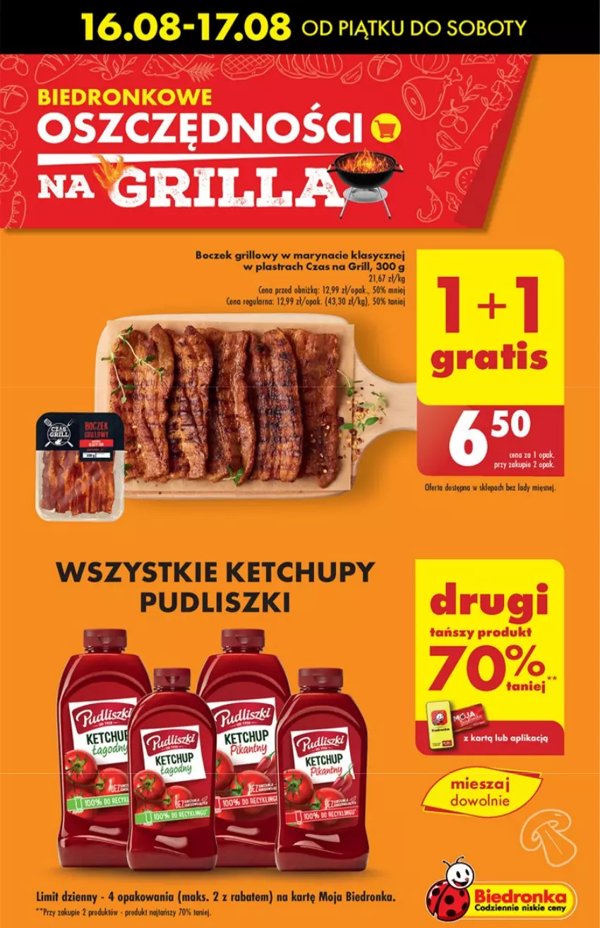 Gazetka promocyjna Biedronka - Od Piątku - ważna 16.08 do 22.08.2024 - strona 3 - produkty: Boczek, Grill, Ketchup, Pudliszki