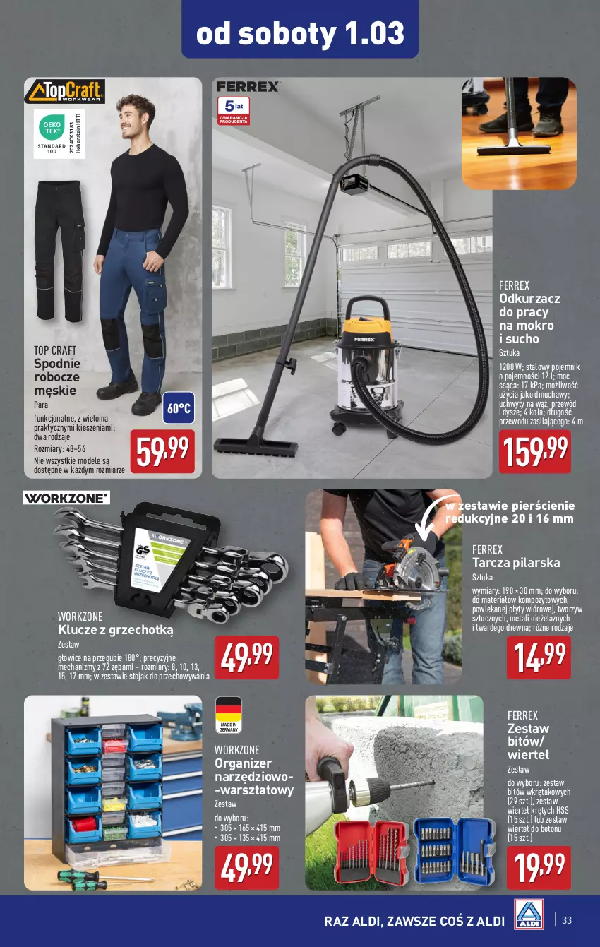 Gazetka promocyjna Aldi - Pełna oferta - ważna 24.02 do 01.03.2025 - strona 33 - produkty: Odkurzacz, Organizer, Pojemnik, Przewód, Spodnie, Stojak, Top, Uchwyty, Wkręt, Zestaw wierteł