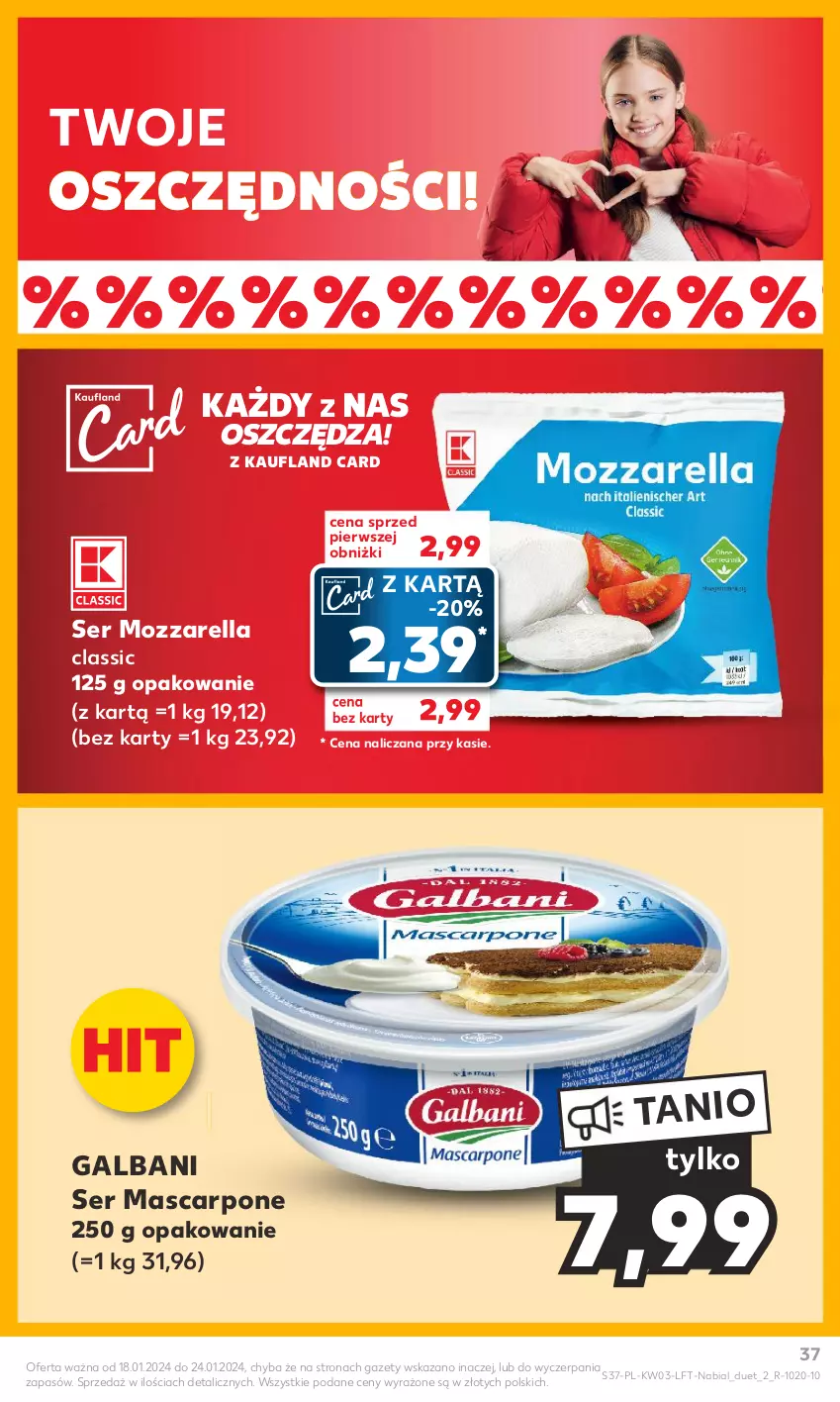 Gazetka promocyjna Kaufland - Gazetka tygodnia - ważna 18.01 do 24.01.2024 - strona 37 - produkty: Galbani, Mascarpone, Mozzarella, Ser