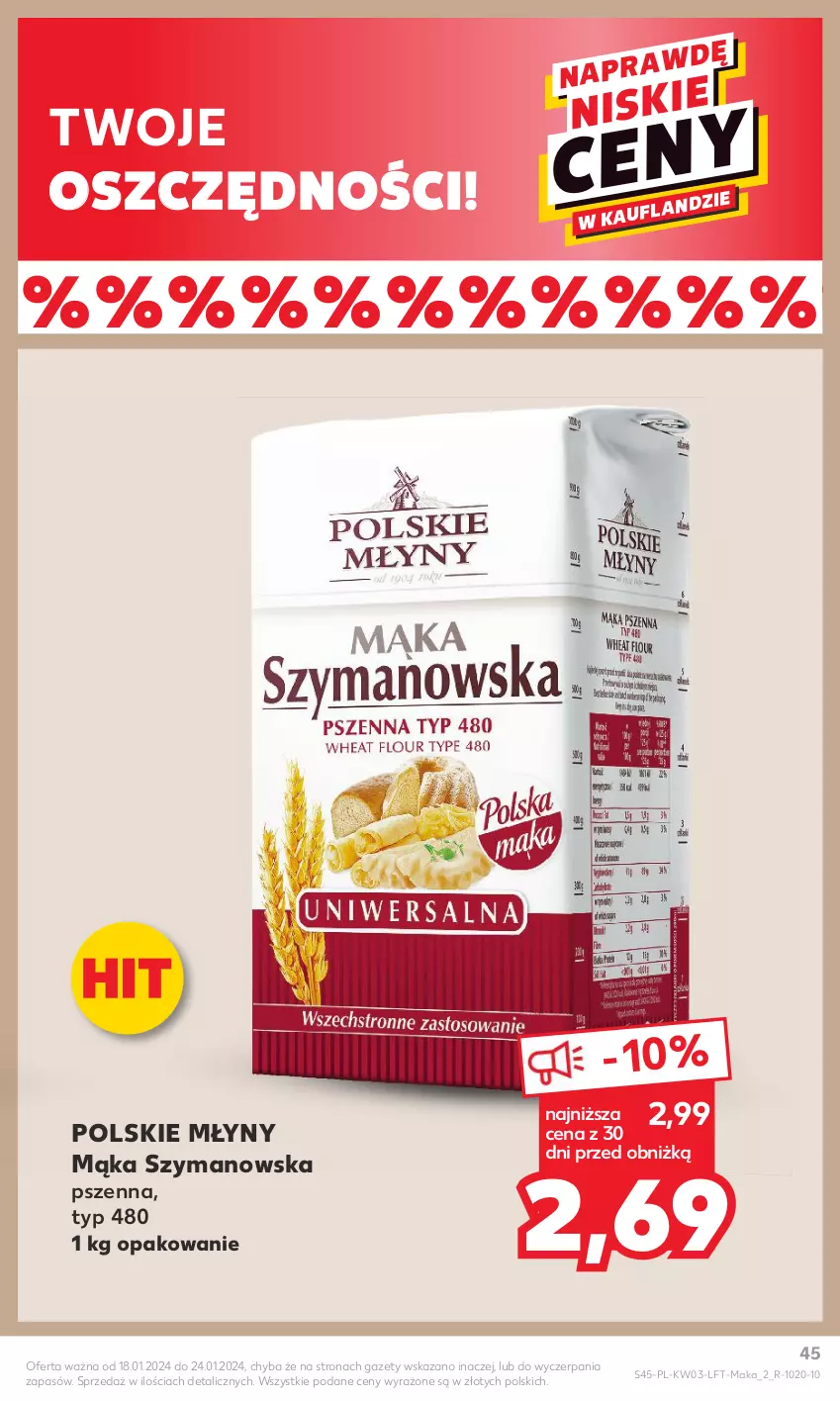 Gazetka promocyjna Kaufland - Gazetka tygodnia - ważna 18.01 do 24.01.2024 - strona 45 - produkty: Mąka, Polskie Młyny