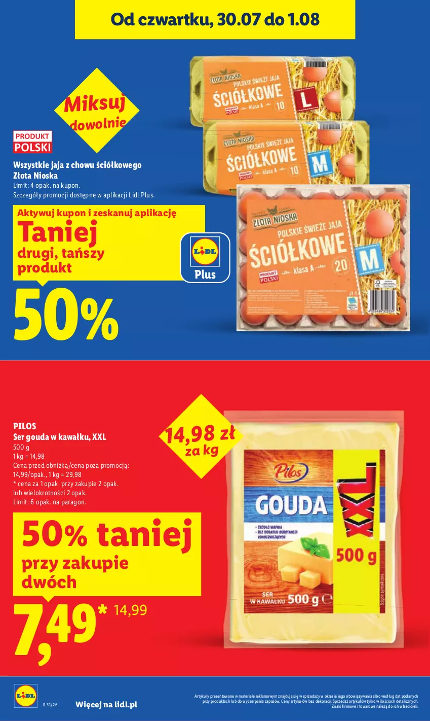 Gazetka promocyjna Lidl - Gazetka ważna od 30.07. do 01.08. - ważna 30.07 do 01.08.2026 - strona 14 - produkty: Gouda, Jaja, Kawa, Pilos, Ser