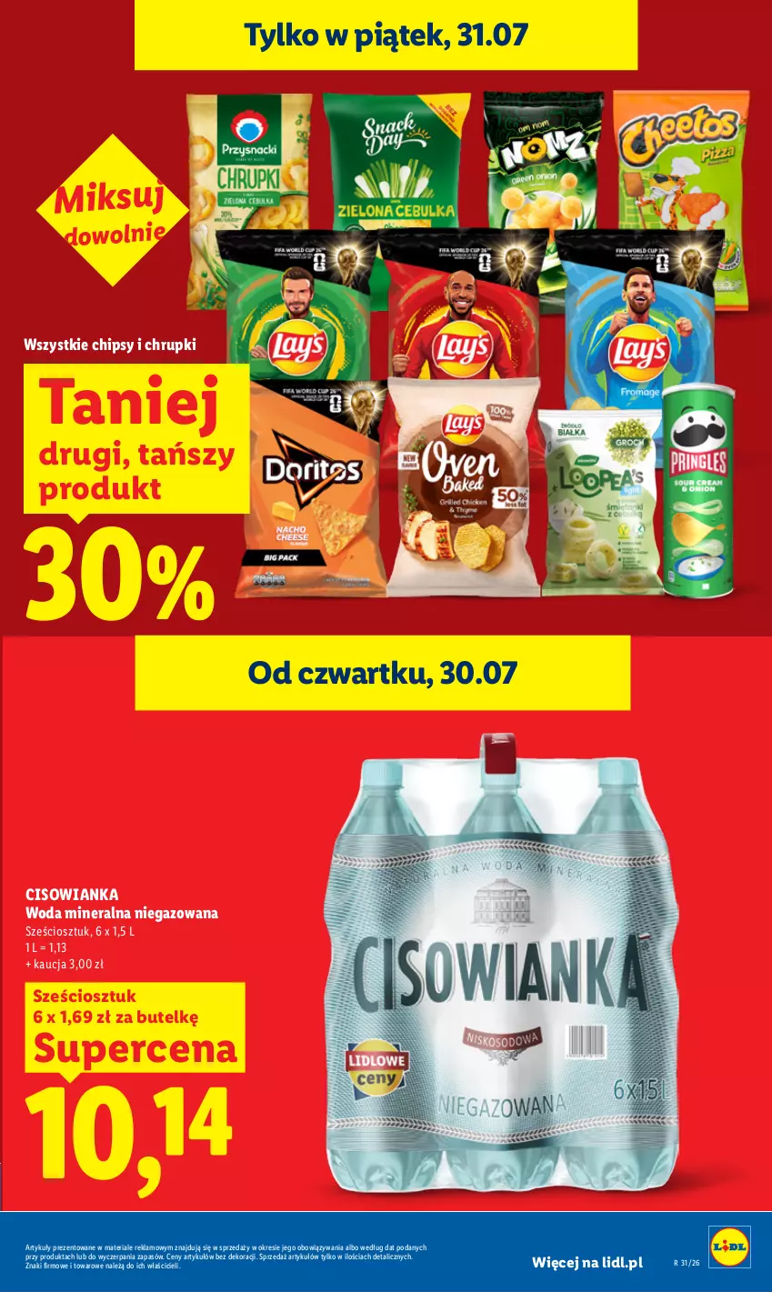 Gazetka promocyjna Lidl - Gazetka ważna od 30.07. do 01.08. - ważna 30.07 do 01.08.2026 - strona 25 - produkty: Chipsy, Chrupki, Cisowianka, Woda, Woda mineralna