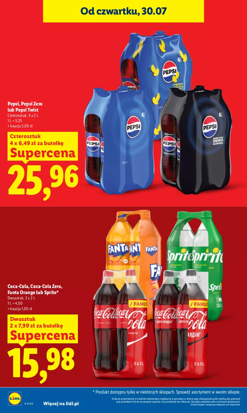 Gazetka promocyjna Lidl - Gazetka ważna od 30.07. do 01.08. - ważna 30.07 do 01.08.2026 - strona 26 - produkty: Coca-Cola, Fa, Fanta, Pepsi, Sprite
