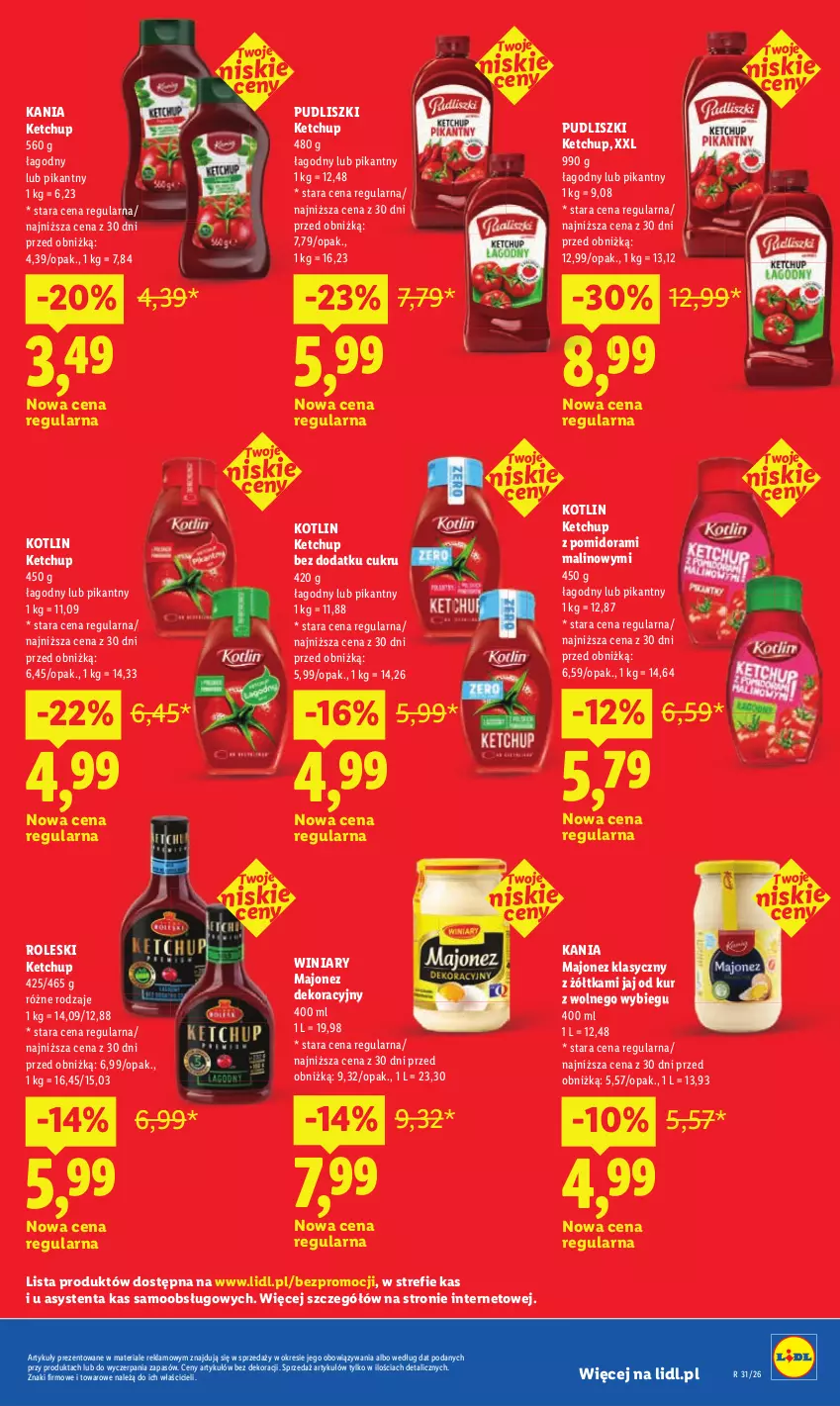 Gazetka promocyjna Lidl - Gazetka ważna od 30.07. do 01.08. - ważna 30.07 do 01.08.2026 - strona 39 - produkty: Ketchup, Kotlin, Majonez, Pudliszki, Winiary