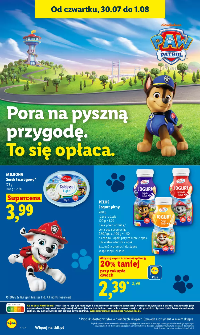 Gazetka promocyjna Lidl - Gazetka ważna od 30.07. do 01.08. - ważna 30.07 do 01.08.2026 - strona 52 - produkty: Jogurt, Jogurt pitny, Pilos, Por, Ser, Serek, Serek twarogowy