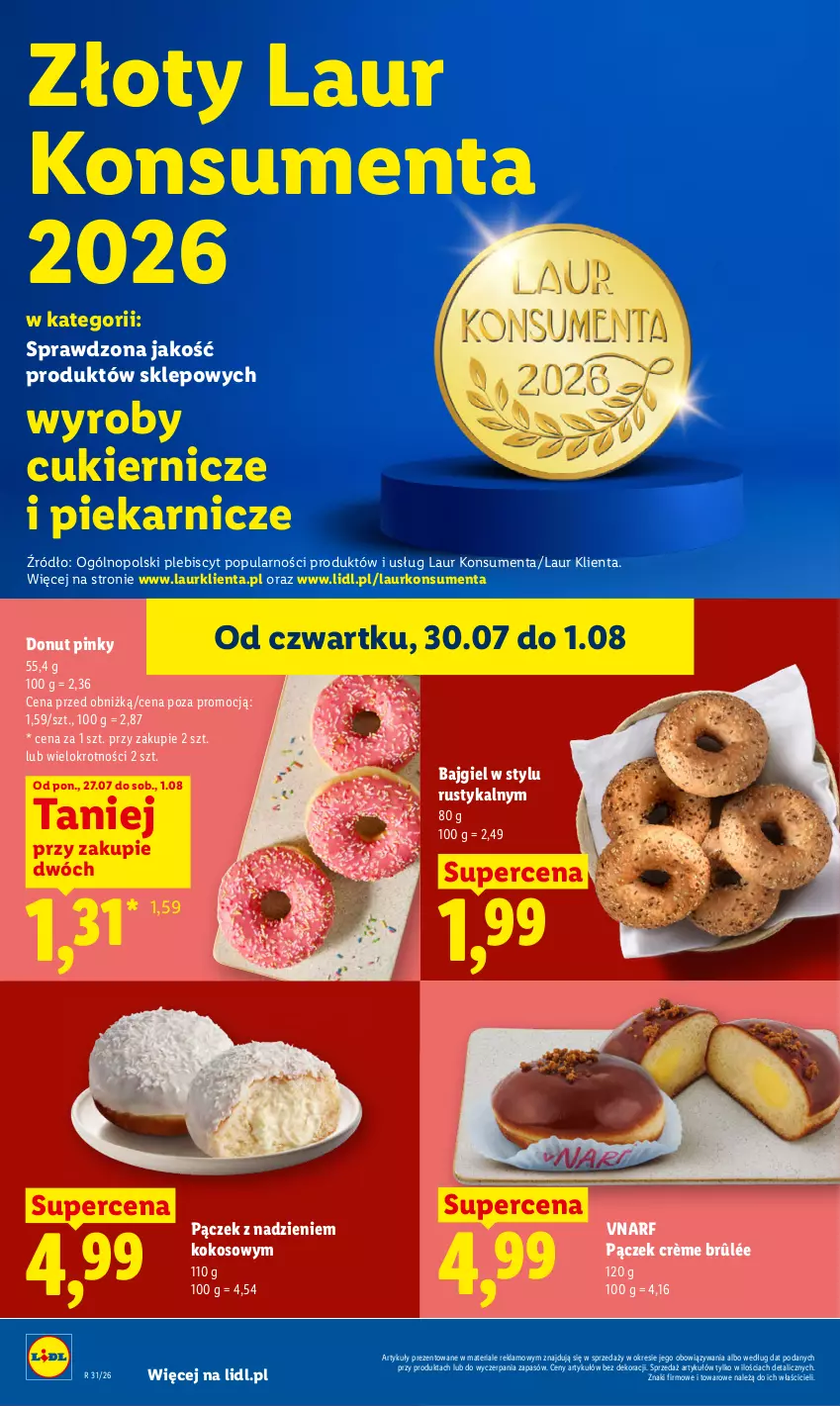 Gazetka promocyjna Lidl - Gazetka ważna od 30.07. do 01.08. - ważna 30.07 do 01.08.2026 - strona 56 - produkty: Crème brûlée, Cukier, Donut, Kokos, Laur, Pączek, Rust