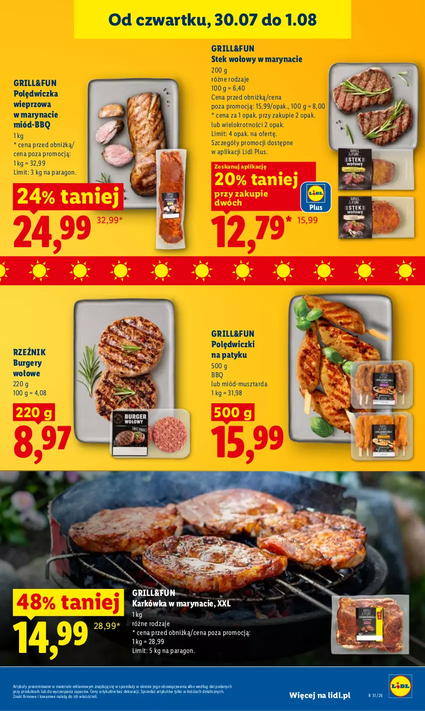 Gazetka promocyjna Lidl - Gazetka ważna od 30.07. do 01.08. - ważna 30.07 do 01.08.2026 - strona 61 - produkty: Burger, Grill, Miód, Mus, Musztarda, Polędwiczka wieprzowa, Stek, Stek wołowy