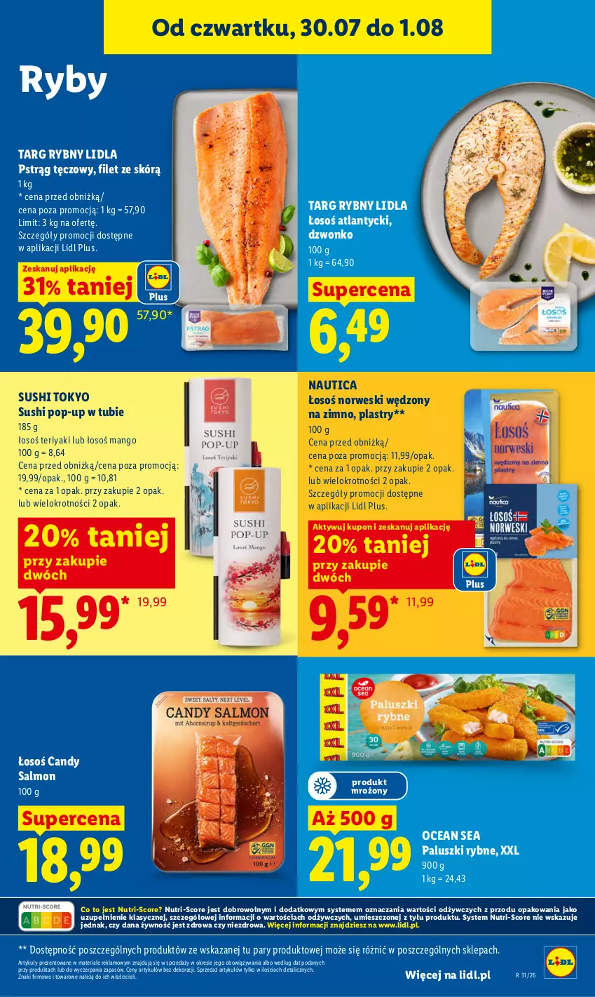 Gazetka promocyjna Lidl - Gazetka ważna od 30.07. do 01.08. - ważna 30.07 do 01.08.2026 - strona 67 - produkty: Candy, Mango, Paluszki rybne, Pstrąg, Pstrąg tęczowy, Sushi