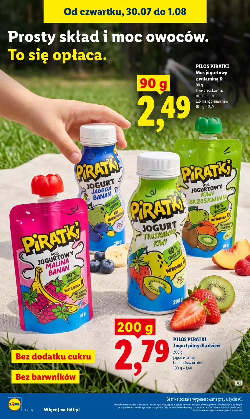 Gazetka promocyjna Lidl - Gazetka ważna od 30.07. do 01.08. - ważna 30.07 do 01.08.2026 - strona 70 - produkty: Anew, Dzieci, Gra, Grafika, Jogurt, Jogurt pitny, Kiwi, Mango, Mus, Pilos