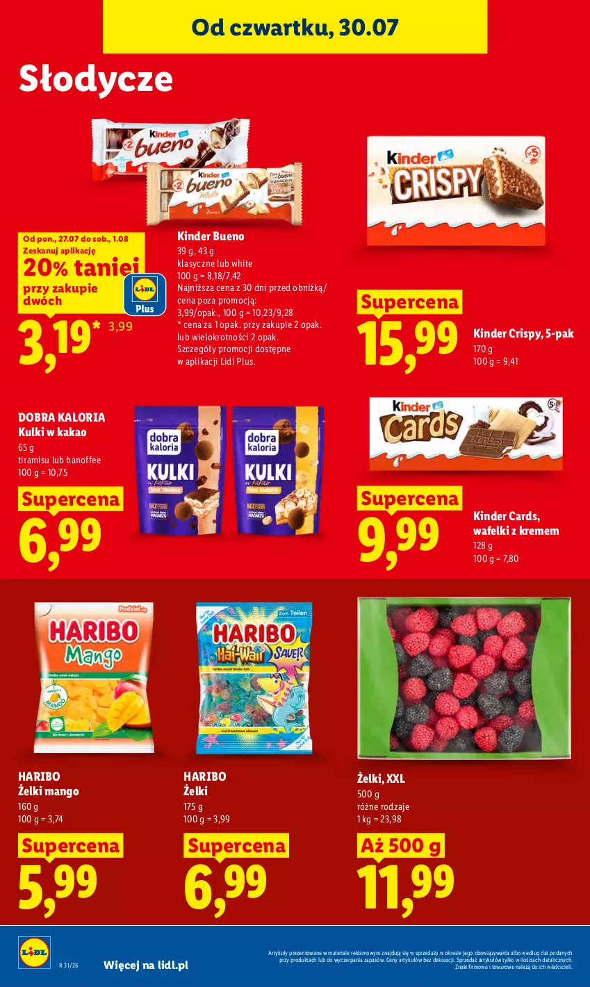 Gazetka promocyjna Lidl - Gazetka ważna od 30.07. do 01.08. - ważna 30.07 do 01.08.2026 - strona 84 - produkty: Haribo, Kakao, Kinder, Kinder Bueno, Mango