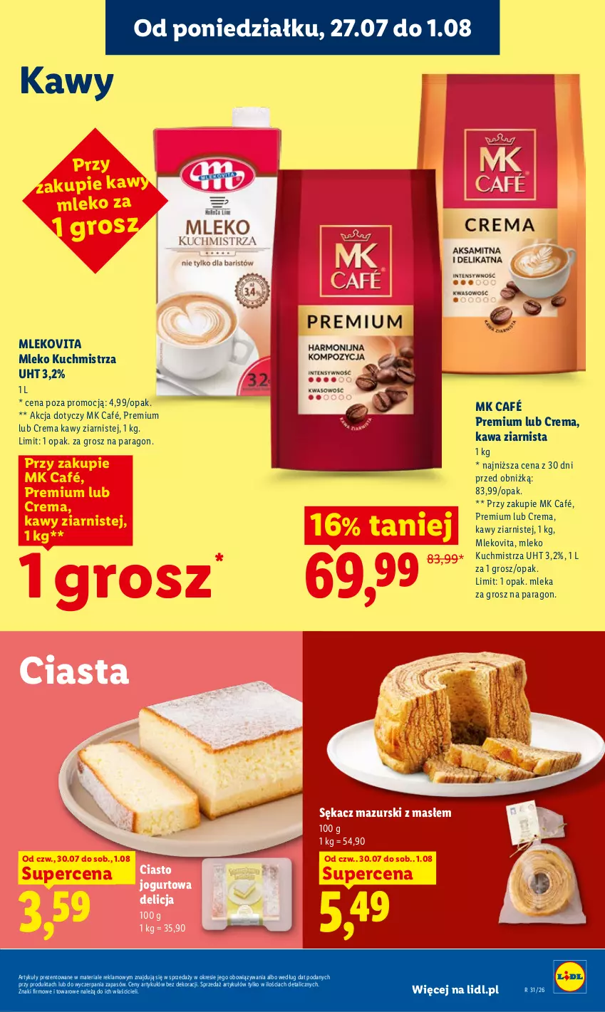Gazetka promocyjna Lidl - Gazetka ważna od 30.07. do 01.08. - ważna 30.07 do 01.08.2026 - strona 87 - produkty: Jogurt, Kawa, Kawa ziarnista, Mleko, Mlekovita, Sękacz