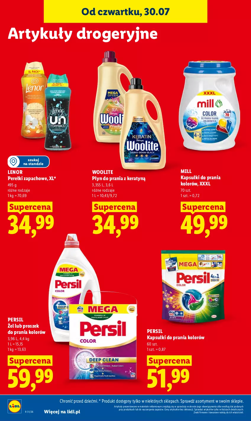 Gazetka promocyjna Lidl - Gazetka ważna od 30.07. do 01.08. - ważna 30.07 do 01.08.2026 - strona 92 - produkty: Kapsułki do prania, Lenor, Perełki zapachowe, Persil, Płyn do prania, Proszek do prania, Woolite
