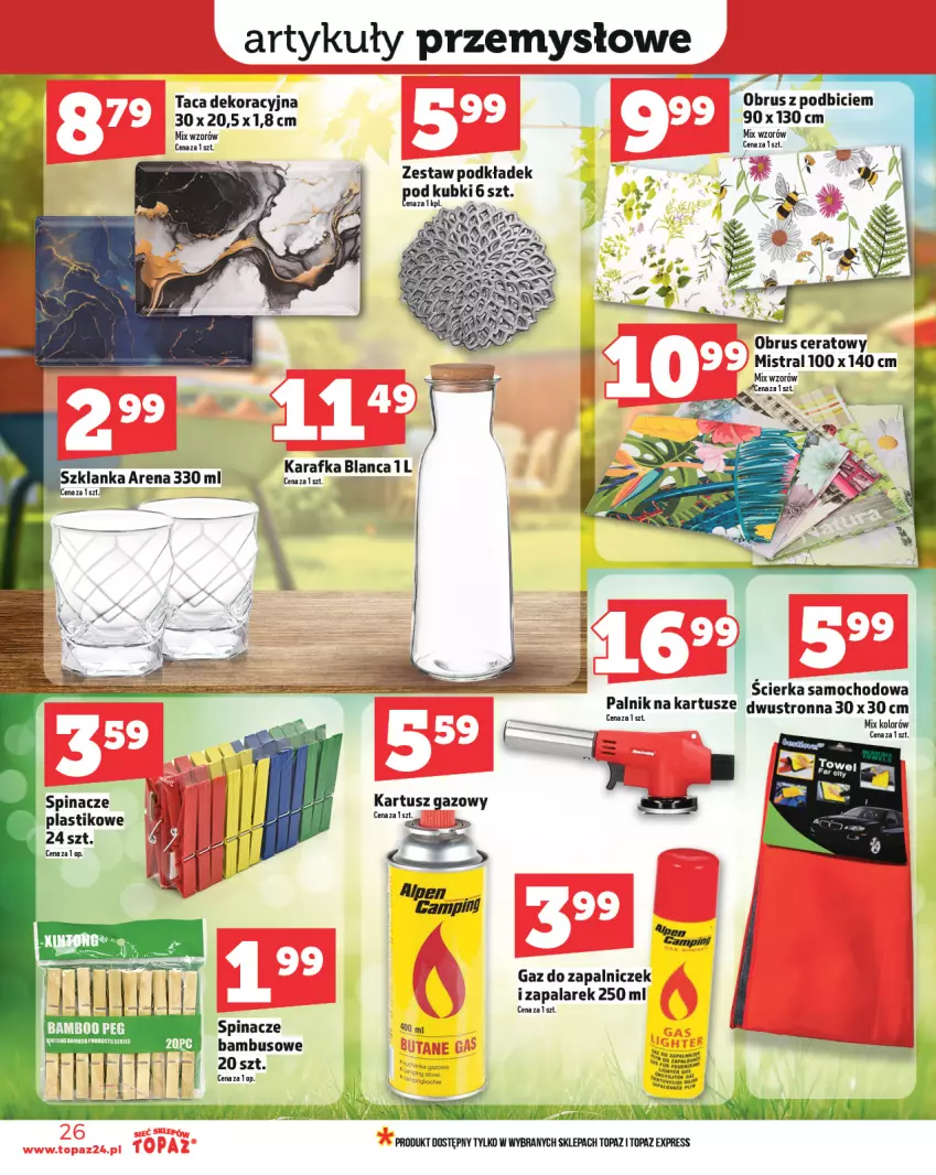 Gazetka promocyjna Topaz - Gazetka - ważna 02.05 do 07.05.2025 - strona 26 - produkty: BIC, Karafka, Obrus, Podkład, Taca, Top, Tusz