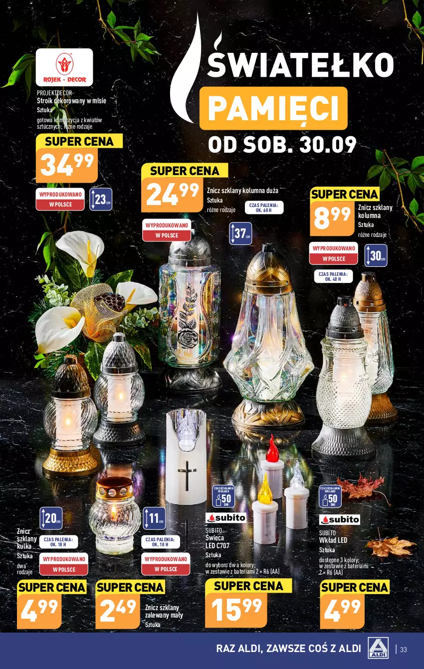 Gazetka promocyjna Aldi - Pełna oferta - ważna 25.09 do 30.09.2023 - strona 33 - produkty: Bateria, Znicz