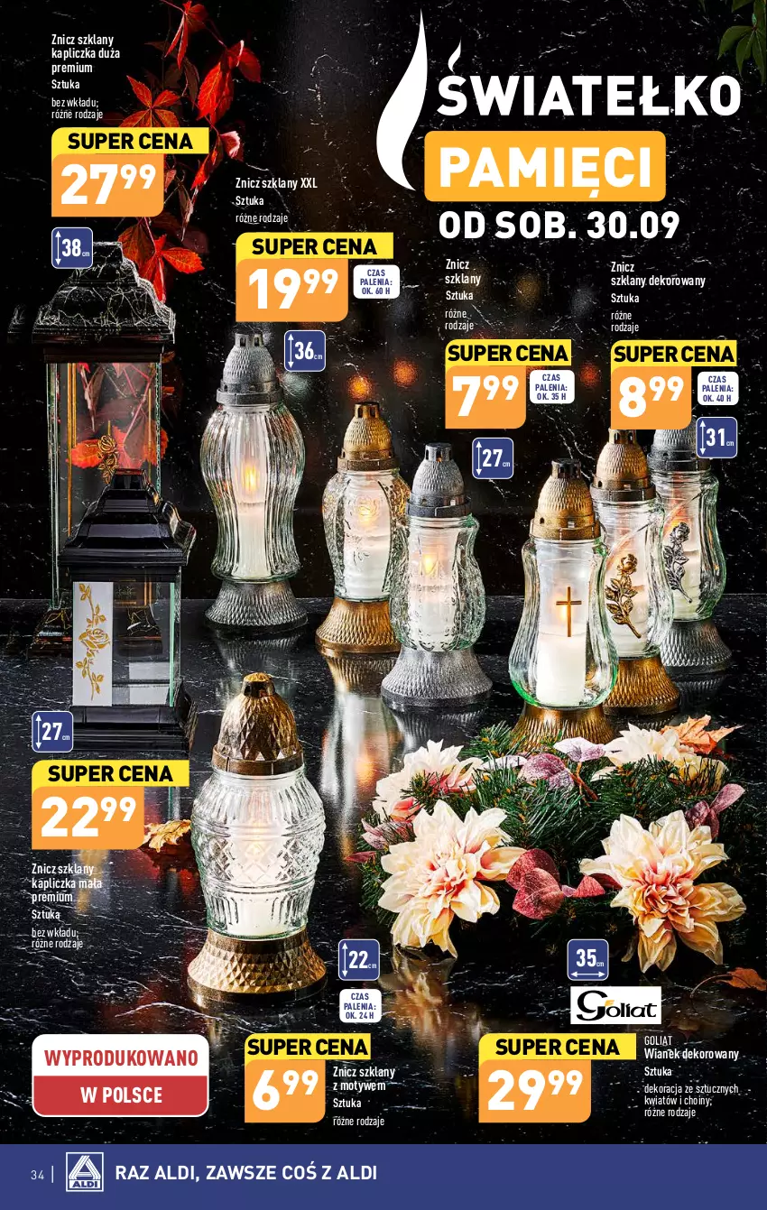 Gazetka promocyjna Aldi - Pełna oferta - ważna 25.09 do 30.09.2023 - strona 34 - produkty: Znicz