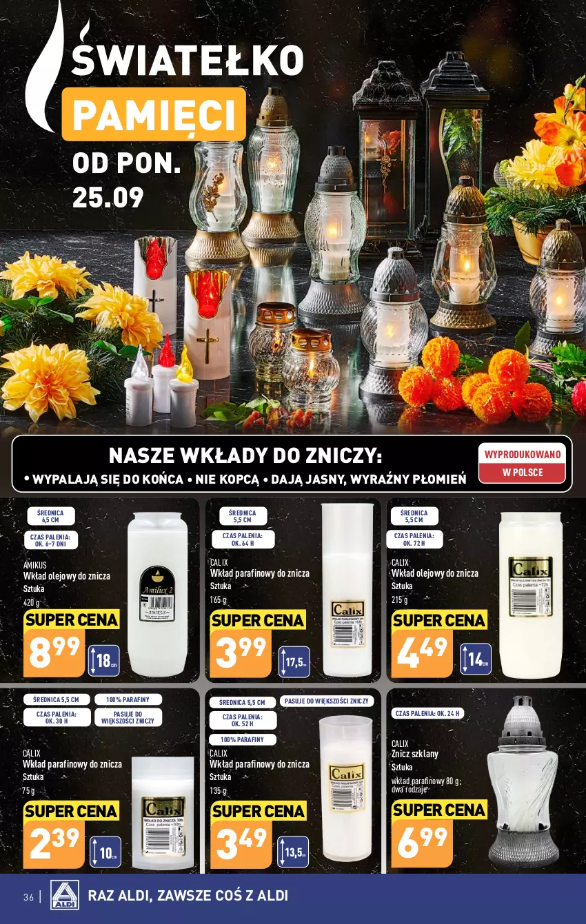 Gazetka promocyjna Aldi - Pełna oferta - ważna 25.09 do 30.09.2023 - strona 36 - produkty: Olej, Wkład olejowy, Znicz